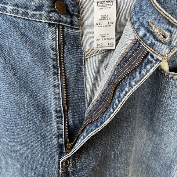 Signature Levi Strauss Men's Size W40 L32 Straight Blue Denim Jean - Picture 6 of 6
